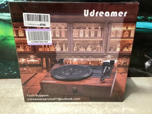 Udreamer Record Player Bluetooth Vinyl Turntable with Speaker - Lot 126