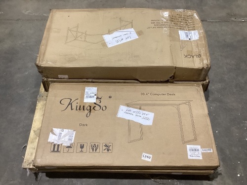 Lot of (2) 39.4" Computer Desks with Lot of (2) L Shaped Desks, Mousy and Unknown Condition - Lot 292