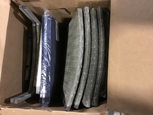 3-Piece Outdoor Wicker Conversation Bistro Set w/ 2 Chairs, 2 Cushions, Side Storage Table - Gray/Navy - Lot 496