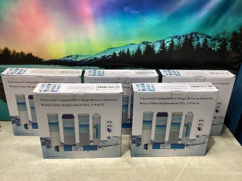Lot of (5) Geekpure 5 Stage Reverse Osmosis Replacement Filter Set - Lot 1206