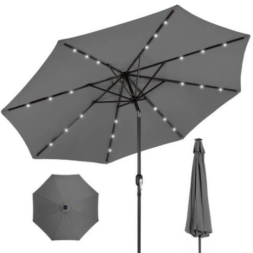 Solar LED Lighted Patio Umbrella w/ Tilt Adjustment, UV-Resistance - 10ft  - Lot 284