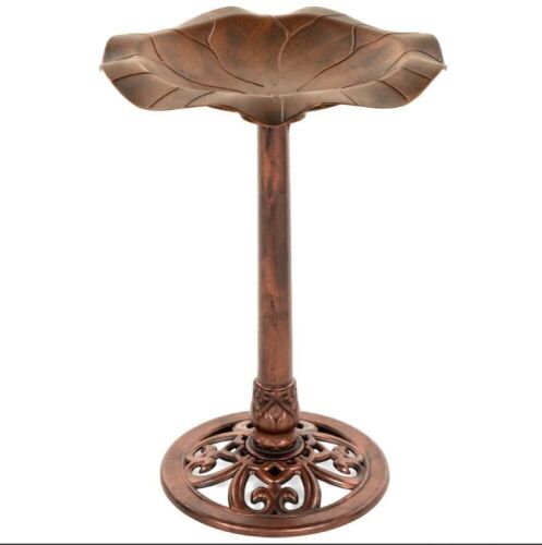 Lily Leaf Pedestal Bird Bath Decoration Accent w/ Floral Accents - Lot 721