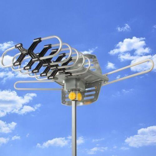 HDTV Rotor Remote Outdoor Amplified Antenna 360° UHF/VHF/FM HD TV 150 Miles - Lot 1104
