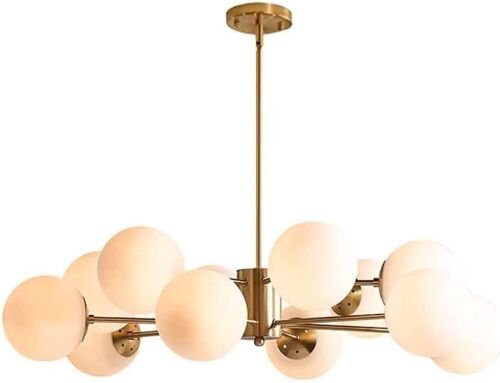 KCO Lighting Sputnik Chandelier Light w/ Frosted Glass Globes 12 Lights - Lot 728