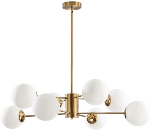 KCO Lighting Sputnik Chandelier Light w/ Frosted Glass Globes, 8 Light  - Lot 1106