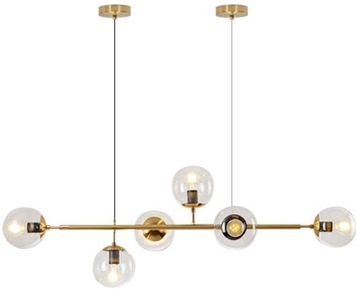 KCO Lighting Mid-Century Glass Globes Sputnik Pendant Lamp, LED 6-Light Hanging Adjustable Chandelier  - Lot 400