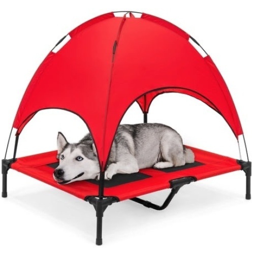 36in Outdoor Raised Cooling Pet Dog Bed w/ Canopy, Travel Bag - Lot 343