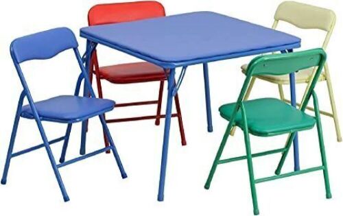Flash Furniture Kids Colorful 5 Piece Folding Table and Chair Set  - Lot 112