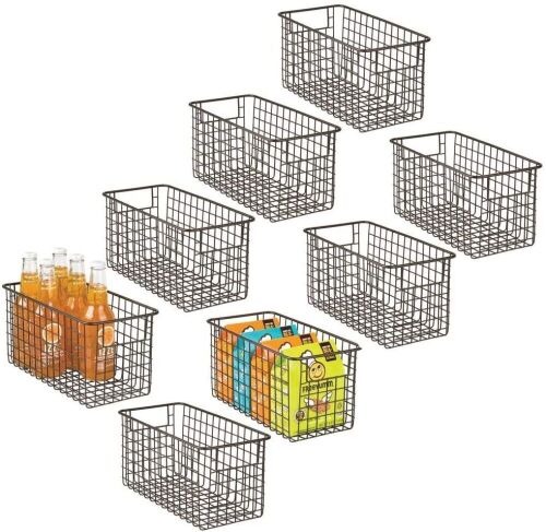mDesign Farmhouse Decor Metal Wire Storage Basket with Handles, 12" x 6" x 6" - 8 Pack  - Lot 134
