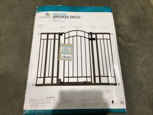 Summer Multi-Use Decorative Extra Tall Walk-Thru Baby Gate, Metal, Bronze Finish - 36” Tall, Fits Openings up to 28.5” to 48” Wide - Lot 877