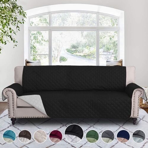 RHF Reversible Cover for Extra-Wide Couch, Black/Gray - Lot 987