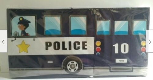 NEW ~ KIDS BLUE POLICE BUS TOY BOX W/PADDED LID~OTTOMAN STORAGE CHILDRENS ROOM,NEW - Lot 40