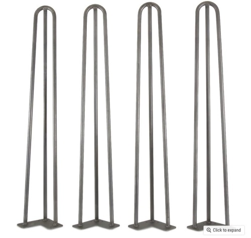 WEN TL28S 28-Inch Mid-Century Modern Raw Steel Hairpin Table Legs, 1/2" Diameter, Set of 4,APPEARS NEW - Lot 259