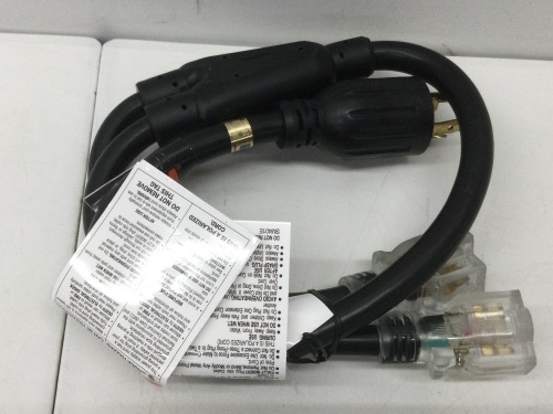 ] 3 ft. 10-Gauge SJTW Generator Extension Cord Splitter (converts L14-30R to two 5-20R outlets),E-Commerce Return - Lot 339