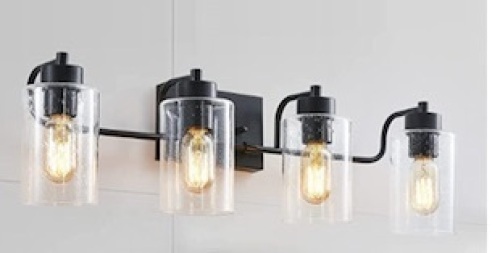 Vanity Lights Black Bathroom Light Fitures with Seeded Glass Shades Matte Black,New - Lot 346
