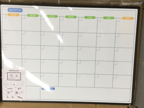 Monthly Dry Erase Calendar Whiteboard 15 x 12 Inch, Double Sided Hanging Dry Erase Board / Calendar Board, Silver Aluminum Frame Portable Board for Office Home and School,New - Lot 405