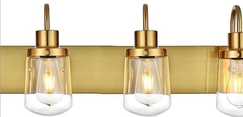  Modern Bathroom Vanity Light 5-Lights Lamp in Brushed Brass,Farmhouse Wall Light Fixture with Clear Glass Shades,Indoor Wall Lamp,New - Lot 406