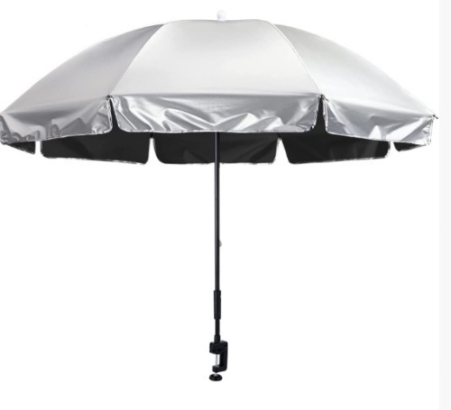 56 Inch Clamp-on Chair Umbrella with Adjustable Universal Clamp UPF 50+ UV Protection Sun Blocking Umbrella for Strollers Wheelchairs Patio Chairs Beach Chairs and Golf Carts,Appears New - Lot 430