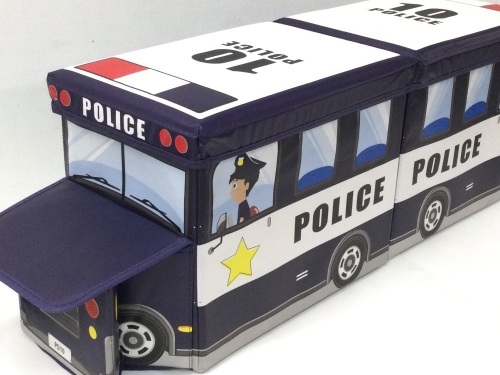 Toy Box for boys, KAP Police Car toy chest, Light Up LED Toy Box, Foldable Storage Basket,APPEARS NEW - Lot 540
