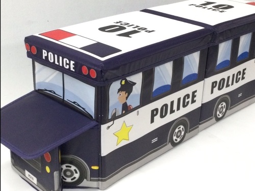 Toy Box for boys, KAP Police Car toy chest, Light Up LED Toy Box, Foldable Storage Basket,APPEARS NEW - Lot 550