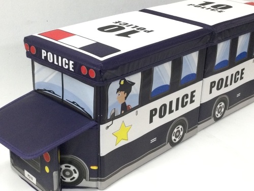 Toy Box for boys, KAP Police Car toy chest, Light Up LED Toy Box, Foldable Storage Basket,APPEARS NEW - Lot 556