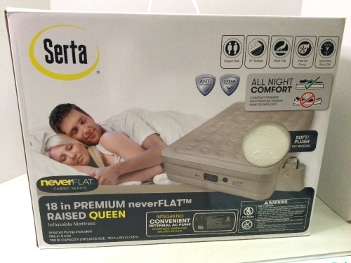 Serta 18" Premium Never Flat Raised Queen Air Mattress, Appears New - Lot 15