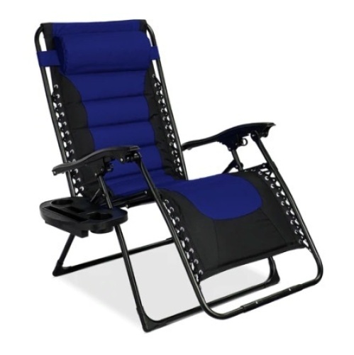 Oversized Padded Zero Gravity Chair, Black/Blue - Lot 192