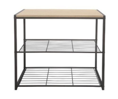 3 Tier Shoe Rack, Metal w/ Natural Wood - Lot 205