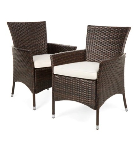 Set of 2 Handwoven Wicker Patio Dining Chairs - Lot 226