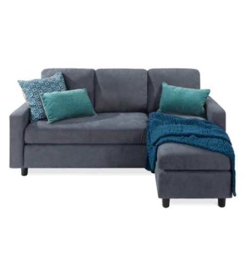 Linen Sectional Sofa Couch, Blue/Gray - Lot 256