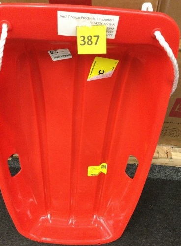 Kids Outdoor Plastic Toboggan Snow Sled Board w/ Pull Rope, Handles - 35in - Lot 387