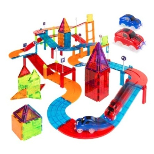 105-Piece Kids Magnetic Racetrack Tiles Set - Lot 497