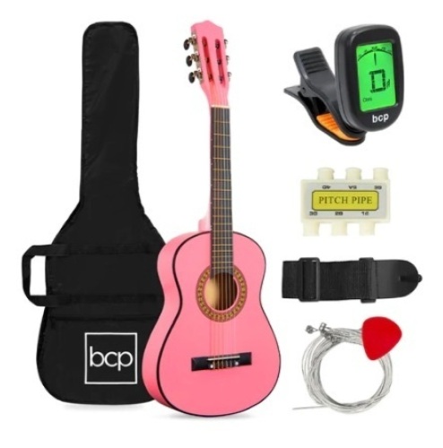 Kids Acoustic Guitar Beginner Starter Kit, 30in, Pink - Lot 499
