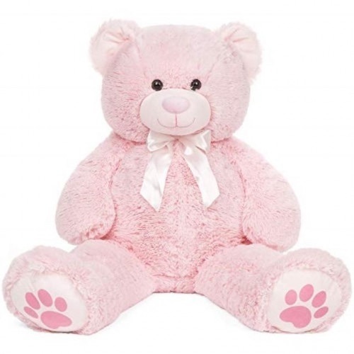 Giant Plush Teddy Bear Stuffed Animal w/ Bow Tie, Paw Prints - 38in - Lot 695