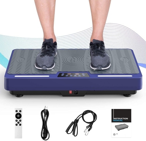 Natini Vibration Plate Exercise Machine Whole Body Workout Vibration Platform w/ Loop Bands, LED Light Speaker - Lot 602