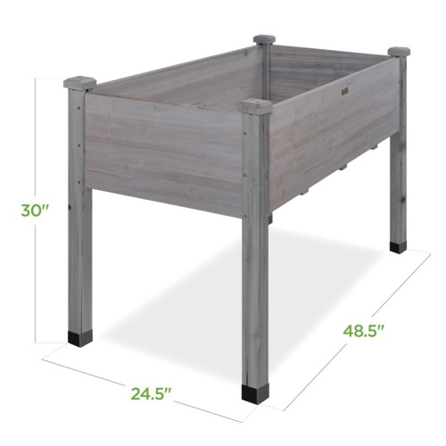 Raised Garden Bed, Elevated Wooden Planter Box w/ Foot Caps - 48x24x30in - Lot 629