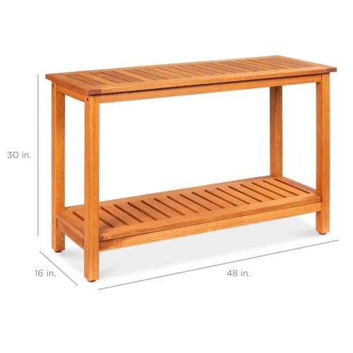 2-Shelf Wooden Console Table Storage Organizer w/ Natural Finish - 48in - Lot 715