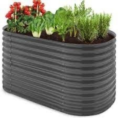 Raised Oval Garden Bed, Customizable Elevated Outdoor Metal Planter - 63in - Lot 653