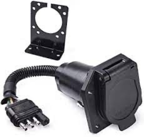 4 Pin to 7 Pin Adapter Trailer Light Adapter 4-Way Flat Truck to 7-Way Blade Reverse Plug Connector - Lot 714