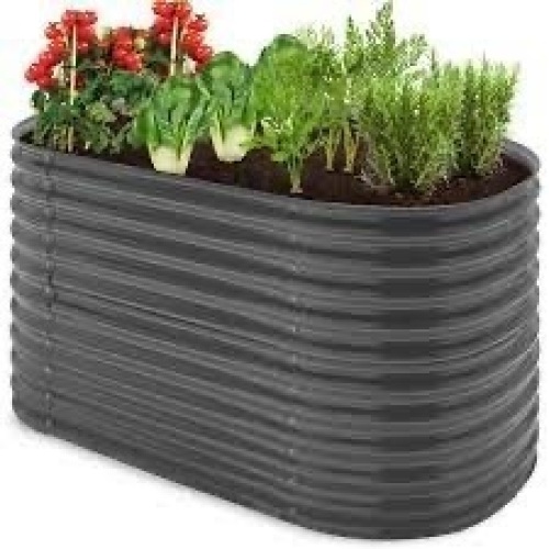 Raised Oval Garden Bed, Customizable Elevated Outdoor Metal Planter - 63in - Lot 775
