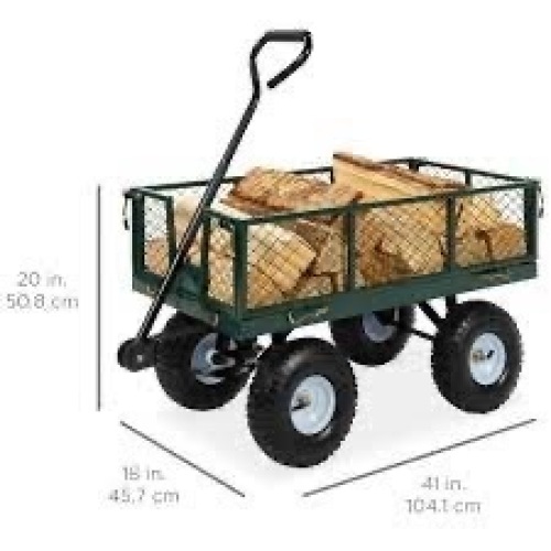 Steel Garden Utility Cart Wagon w/ 400lb Capacity, Removable Sides, Handle - Lot 778