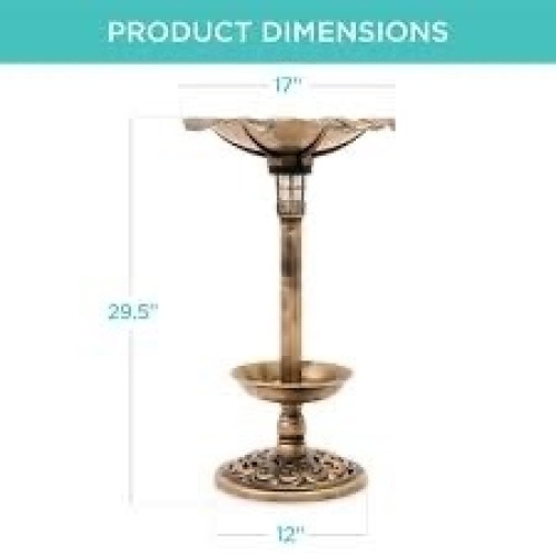 Solar Lighted Bird Bath w/ Planter - Lot 942