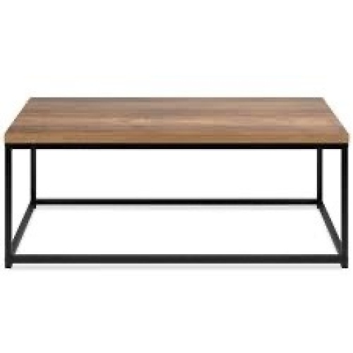 44in Modern Industrial Rectangular Wood Grain Coffee Table w/ Metal Frame - Lot 992