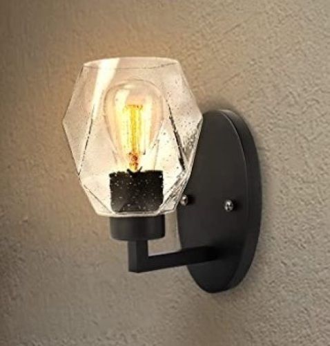 Industrial Wall Sconce w/ Seeded Glass Shade, Appears New - Lot 194