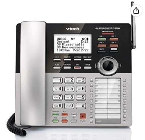 V-Tech 4-Line Accessory Deskset, Powers Up, E-Comm Return, Sold As-Is - Lot 386