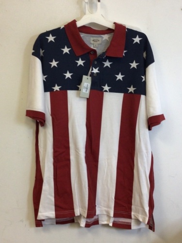 American Flag Mens Polo, XL, New - Lot 634