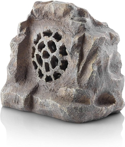 Alpine Corporation Waterproof Bluetooth Solar-Powered Outdoor Wireless Rock Speaker, Gray   - Lot 354