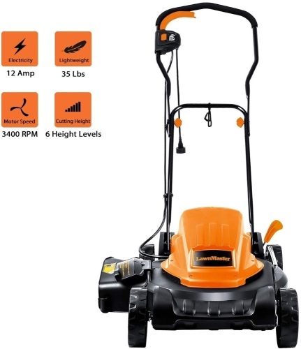 LawnMaster ME1218X Electric Lawn Mower 12AMP 19-Inch   - Lot 446