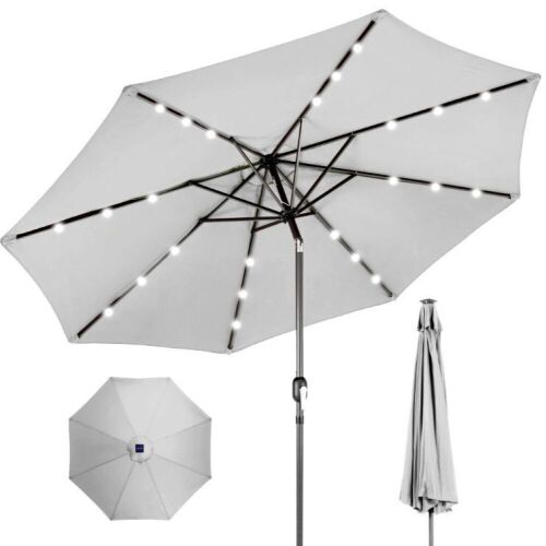 Solar LED Lighted Patio Umbrella w/ Tilt Adjustment, UV-Resistance - 10ft - Lot 503