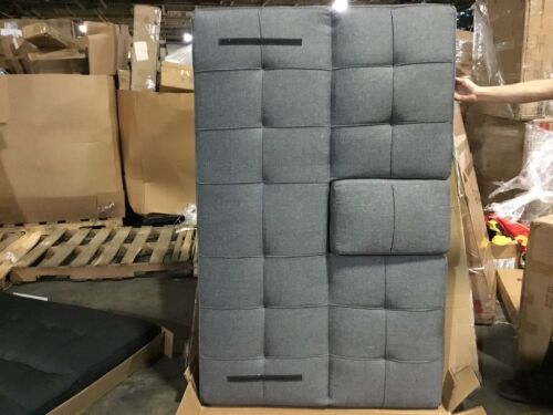Linen Upholstered Convertible Sofa Bed Futon w/ 2 Cupholders - Lot 541